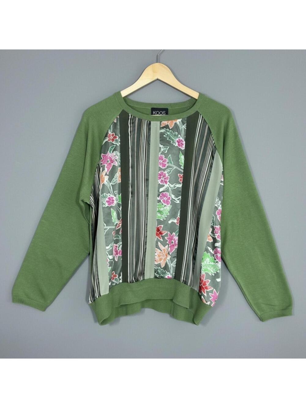 Koos of Course Green Boho Chic Silk Blend Art to Wear Knit Pullover Sweater 1X